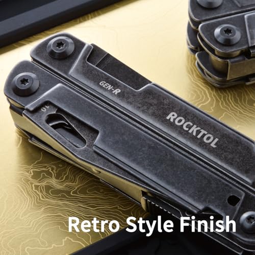 ROCKTOL Gen-R RB Multitool Pliers, VG10 Blade, 27-in-1 Multi-tool, EDC Pocket Knife, Retro Black Finish, Precision Screwdriver, Gut Hook for Hunting, Backpacking, Hiking, Camping - Image 4