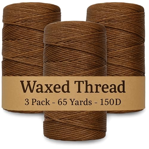 Waxed Thread 3X Wax Thread, 65 Yardx0.8mm Wax String, 150D Waxed Leather String in Brown Perfect Dream Catcher Supplies