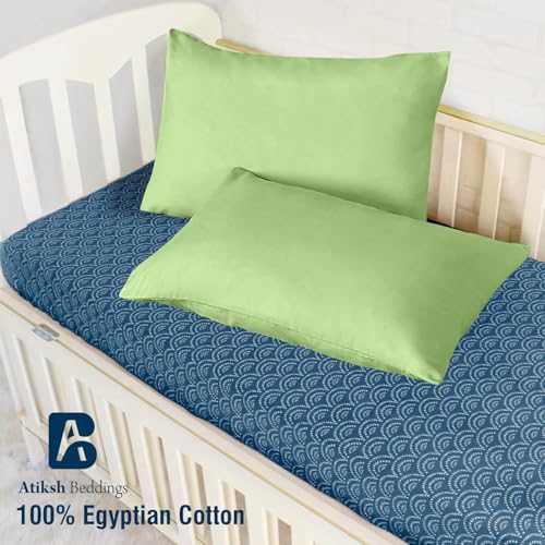 Image of Atiksh Beddings Pack of 2 13x18 Inch Toddler Travel Pillow Cases - 100% Soft Egyptian Cotton, 600 Thread Count with Zipper Closure for Small Travel Pillows Cover, Sage Green