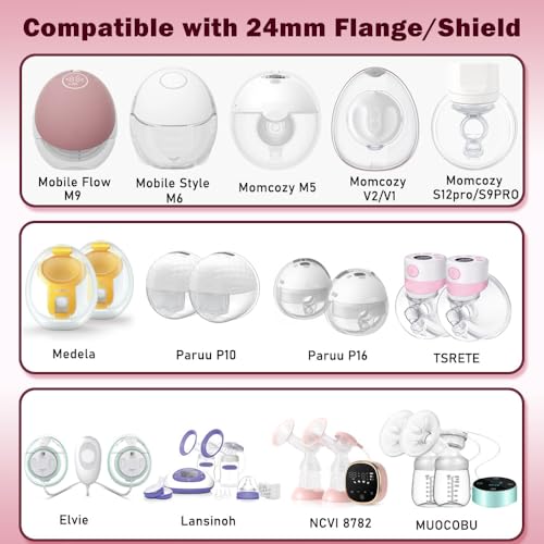 Image of 8PC Flange Insert 15 /17 /19 /21mm Compatible with Momcozy M5 /M6 / /M9 Wearable Breast Pump Replacement, BPA Free Silicone M5 /M6 /M9 Flange Inserts Same Suction as OEM(8PC-4Size)