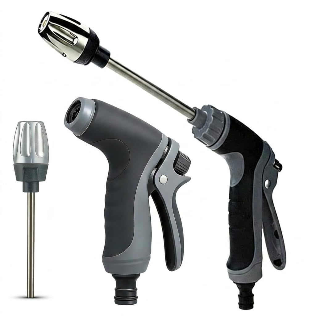 High-Pressure Washer Attachment for Garden Hoses, with Foam Spray High Pressure Spray Gun, Highly Durable Water Jet for Garden Patio Car (Black)