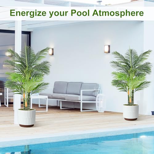 Image of 4ft Triple Golden Cane Palm Artificial Tree 120cm, Large UV-Resistant Tropical Palm Fake Plant Big Size, Perfect for Indoor or Outdoor, Ideal for House Living Room Patio or Office Decor
