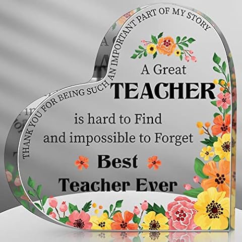 Perthlin Teacher Valentine Gifts for Women Teacher Thank You Gifts Best Teacher Appreciation Gifts from Student Teacher Retirement Gifts Teacher Office Desk Paperweight Keepsake(Heart Flowers) Cover