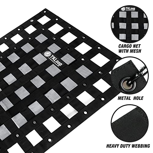 Tkloop Tailgate Cargo Net,2.3' X 3.9'，Heavy Duty Cargo Net For Pickup Truck Bed,Suv, Cargo Nets With Cam Buckles & Elastic Ropes #TOP1