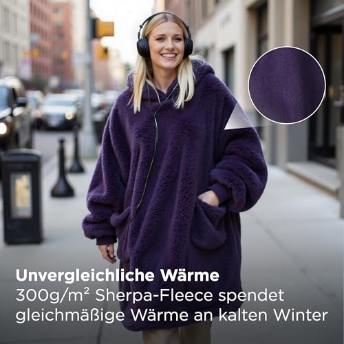 BEDSURE Hoodie Decke mit Ärmeln Geschenke Lila - 107x90cm – Ansicht 3