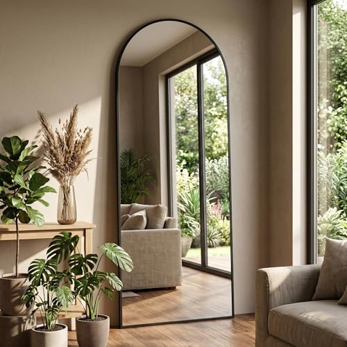 Image of 58 inchx19 inch Floor Mirror Full Length, Arched Full Length Mirror with Stand, Full Body Mirrors for Bedroom Living Room or Cloakroom Black