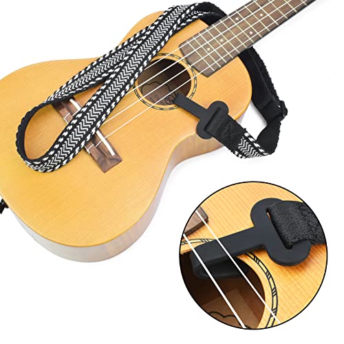 Image of CLOUDMUSIC Ukulele Strap Clip On No Drill J Hook For Soprano Concert Tenor Baritone(White Arrow)