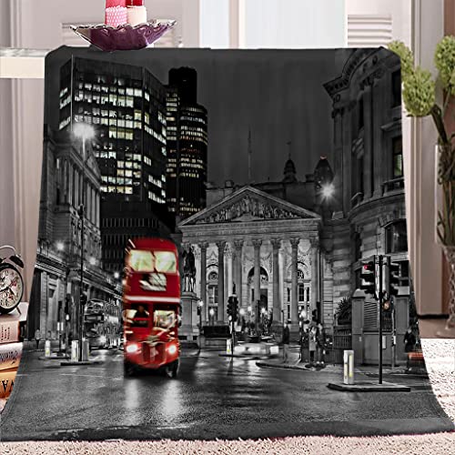 SJSXWQN Plaid Canape Couverture Polaire Londres Gris Plaid Canape en Flanelle en Microfibre 2 Personnes Doux et Chaude Couverture pour Lit Canapé - 200 x 230 cm