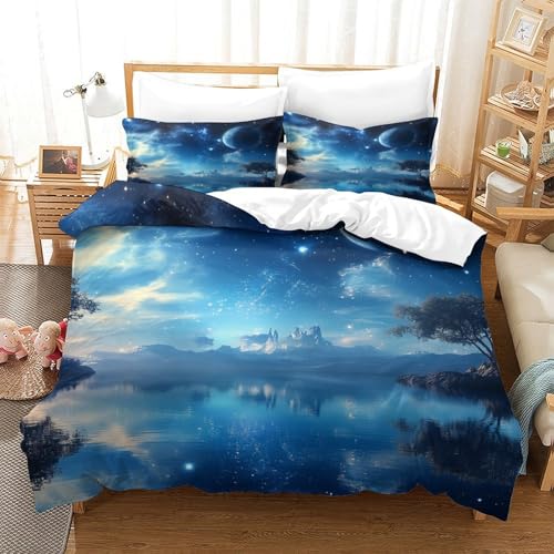Parure housse de couette paysage spatial 3D de qualité