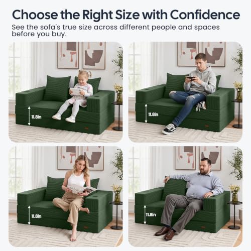 Image of COMAX Futon Sofa Bed, Convertible Sofa Bed, Folding Boneless Couches | Low-Profile Small Boneless Couch for Living Room, 11.8 inch H Low Seat 59 inch Foldable Floor Sofa Lounge Space‑Saving