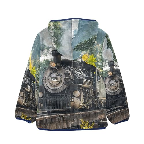 Image of Aflyko Boys Fleece Coat Blue Zip-Up Hoodie Girls Outerwear Kids Hooded Jacket