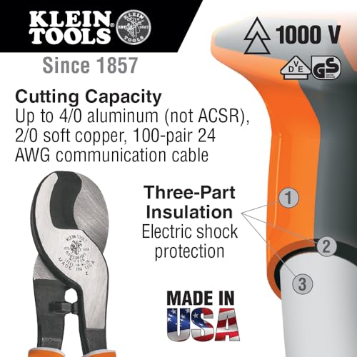 Klein Tools 63050-EINS Cable Cutters, Electricians Insulated Cable Cutter thumb #1
