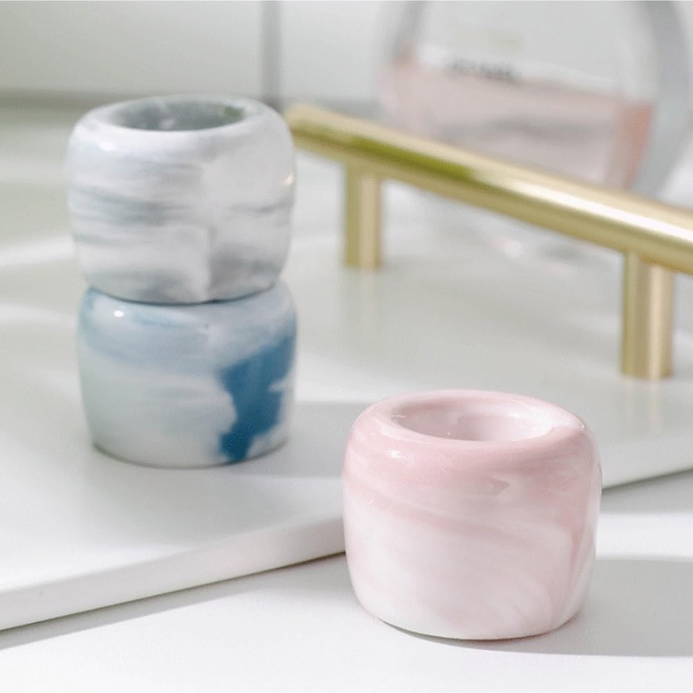 Organizer Per Spazzolino Da Denti Supporto Base For Spazzolino In Ceramica Creativa Con Motivi In ​​marmo Accessori Da Bagno(Blue)
