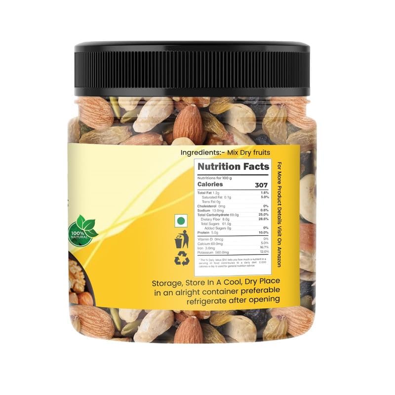 Image of MarwarBites Premium Mixed Dry Fruits 1kg | Mix Nuts and Dry Fruit Combo | Almonds, Cashews, Walnuts, Raisins & More | Resealable Jar Pack | Fresh and Crunchy Snack for Gift