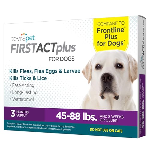 TevraPet FirstAct Plus Flea and Tick Topical for Dogs 45-88 Pounds, 3...