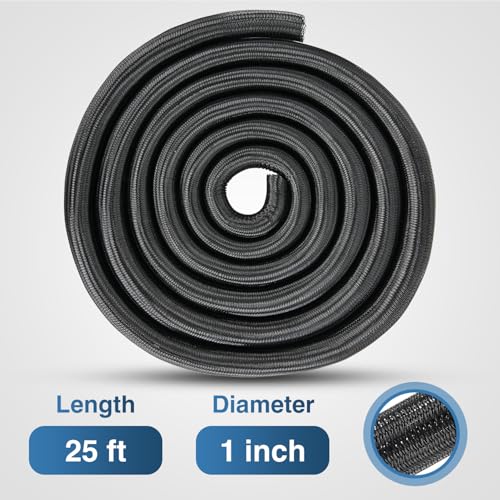 Image of Nilight Cable Sleeve, 25ft-1inch Cord Management Sleeves Black Wire Loom