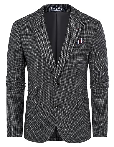 PJ PAUL JONES Herren Sakko Elegante Business Sakko 2 Knöpfe Regular Fit Freizeit Jackett (Schwarz, XL)
