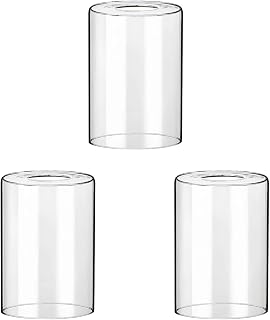 3 Pack Clear Glass Shade Covers Replacements, 5.5in Height, 3.9in Diameter, 1.65in Fitter, Clear Cylinder Glass Lamp Shade Replacement Globe