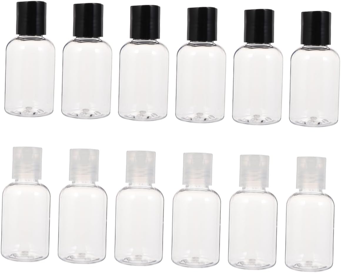 Baluue 12pcs Eco-friendly Dispensing Bottles Travel Makeup Lotion Bottles Containers Lids Refillable Pet Plastic