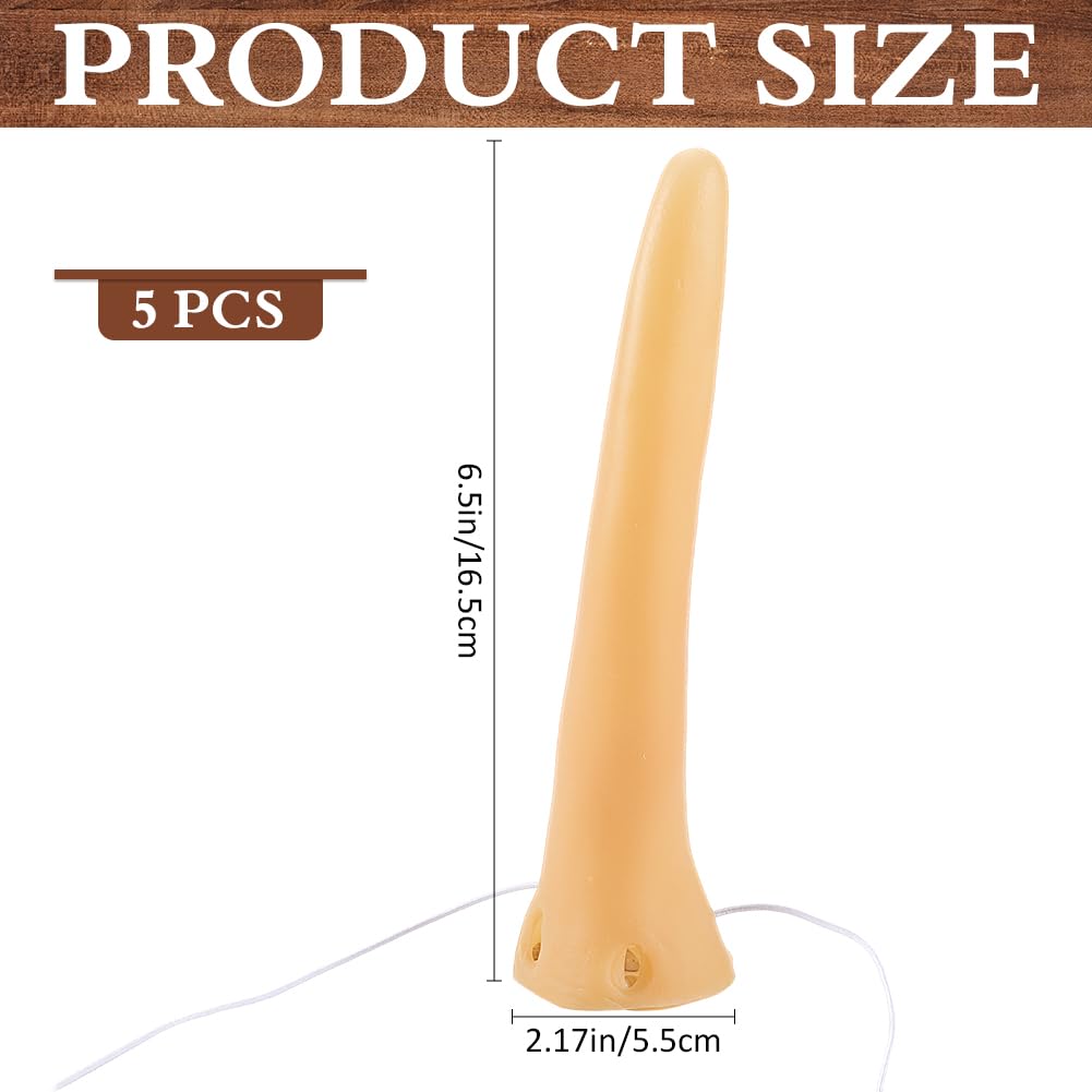 CREATCABIN 5 Pcs Halloween Long Fake Nose Prosthetic Nose Costume Accessories Pointy Nose Extension Cosplay Party Supplies Prop Plastic Headset Air Vent Soft Reusable for Witch Pinocchio 2.17x6.5 Inch - Image 2