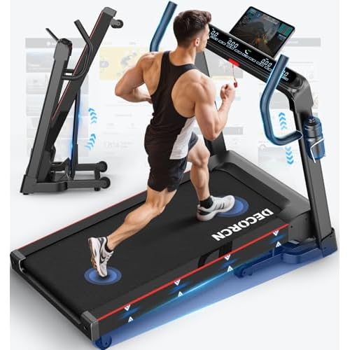 Decorcn Folding Treadmill for Home, 7HP, 20 Auto Incline, 1km/h-18km/h, 180KG limited, Running Machine for Heavy People with APP, LED, Bluetooth Speakers, Silent Walking Pad