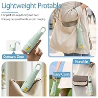 Mini-Reise Faltender Regenschirm mit Dreh-Öffnungsring und Karabiner-Griff. Kompakt und Tragbar,6 Rippen,Teflon-Beschichtung,UPF 50+,UV-Schutz,Regen/Sonne,Geeignet für Damen/Kinder,Rucksack/Auto – Ansicht 5