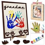 10' Hands Down Best Grandma Ever DIY Handprint Kids Frame with Paints, Car Picture Holder, Photo Ornament, Fridge Magnet, Art Craft Family Keepsake Birthday Father's Day Gift for Nana, Grammy HF620
