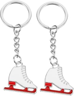 2Pcs Alloy Ice Skating Shoes Keychain Cute Skating Charm Key Ring Adorable Bag Pendant for Ice Skating Lovers Winter Skating Party Favors