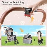 MAMIZO Doppelter Hundebuggy, Haustiere Buggy bis 15 kg, Faltbar 2 Etagen Hundewagen, Katzenbuggy für 2 Etagen mit 4 PCS verschleißfeste PU-Räderr, Hundebox Transporttasche, Grau