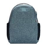 Pacsafe Metrosafe LS350 Nylon Rucksack mit Anti-Diebstahl Details für Damen und Herren, Daypack mit Diebstahlschutz, Tasche mit Sicherheits-Features, 15 Liter, Grau Meliert/Dark Tweed