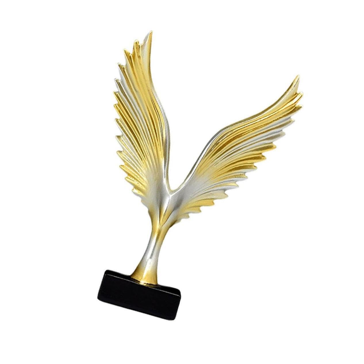 ALCXAZS Exquisite Angel Statue Resin Sculpture Figurine for Home Display Gifts Figurines, Gold Silver Bird