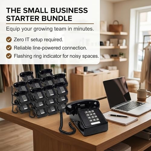 Teléfono fijo analógico iSoHo Phones Retro Black 12-pack miniatura 5