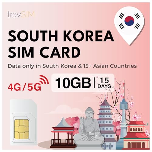 travSIM Tarjeta SIM para Corea del Sur | 10GB de datos móviles | Utiliza aplicaciones Voip como Whatsapp y Messanger para enviar mensajes, hacer llamadas | Tarjeta SIM Corea del Sur es válida 15 días.