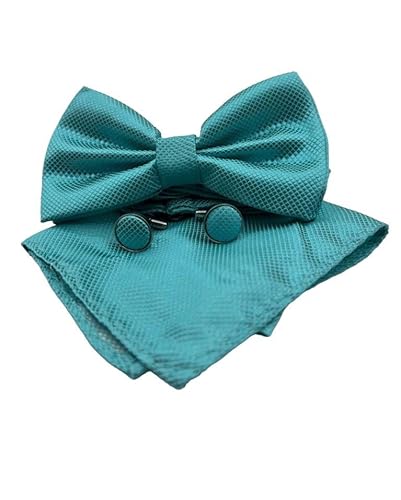 Conjunto Gravata Borboleta + Abotoadura + Lenço Verde Tiffany