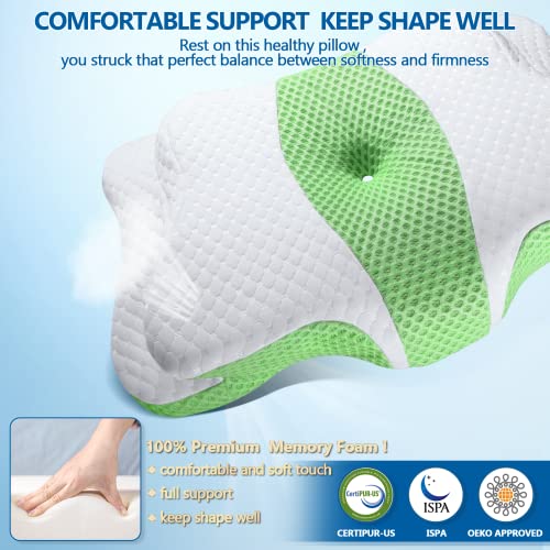 Memory Foam Pillows, Cervical Pillow for Neck and Shoulder Pain Relief, Ergonomic Contour Bed Pillow, Soft for Side Sleep Stomach Sleeping and Back Sleeper