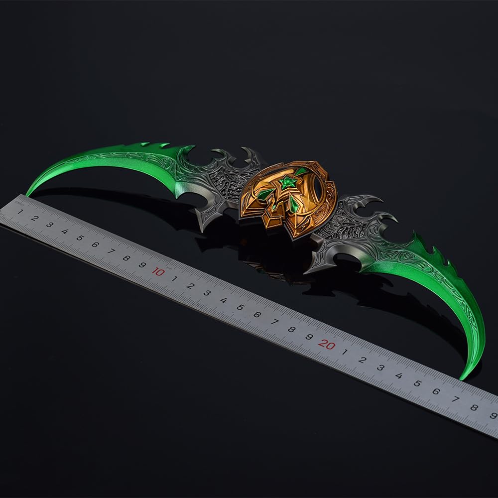 Artículos de colección de Videojuegos, Warglaive of Azzinoth Modelo Illidan Warblade decoración de Escritorio 22 cm/8,7 Pulgadas con Soporte exhibición Juego Totalmente metálico(Green)