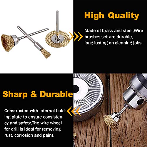 90 Pcs Wire Brushes Set, Rocaris Brass Wire Wheels Pen Brushes Set Kit Accessories For Rotary Tool #TOP2
