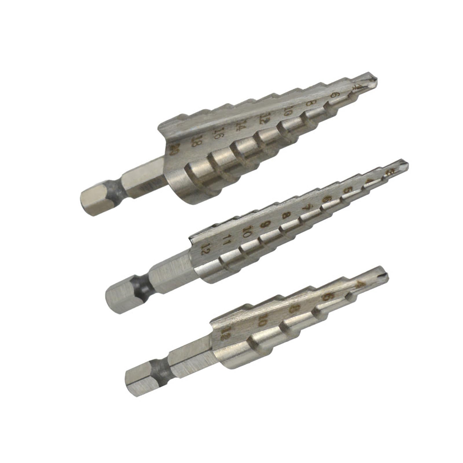 Fromceo Of 3 Lightweight Step Bit Hexagonal Shank Suitable For Handheld Drilling Tasks On Metal Wood And Surfaces Step Bit