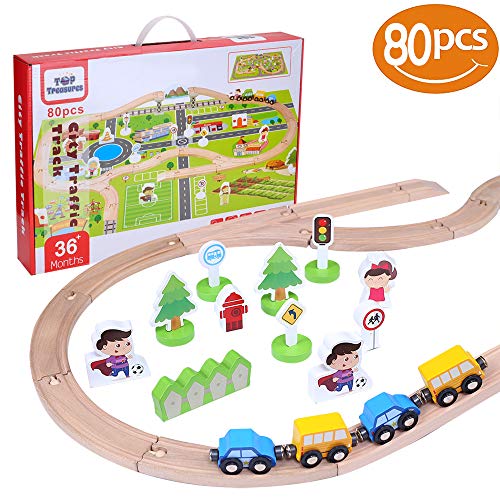 Wooden Train Set | Includes Toy Trains 