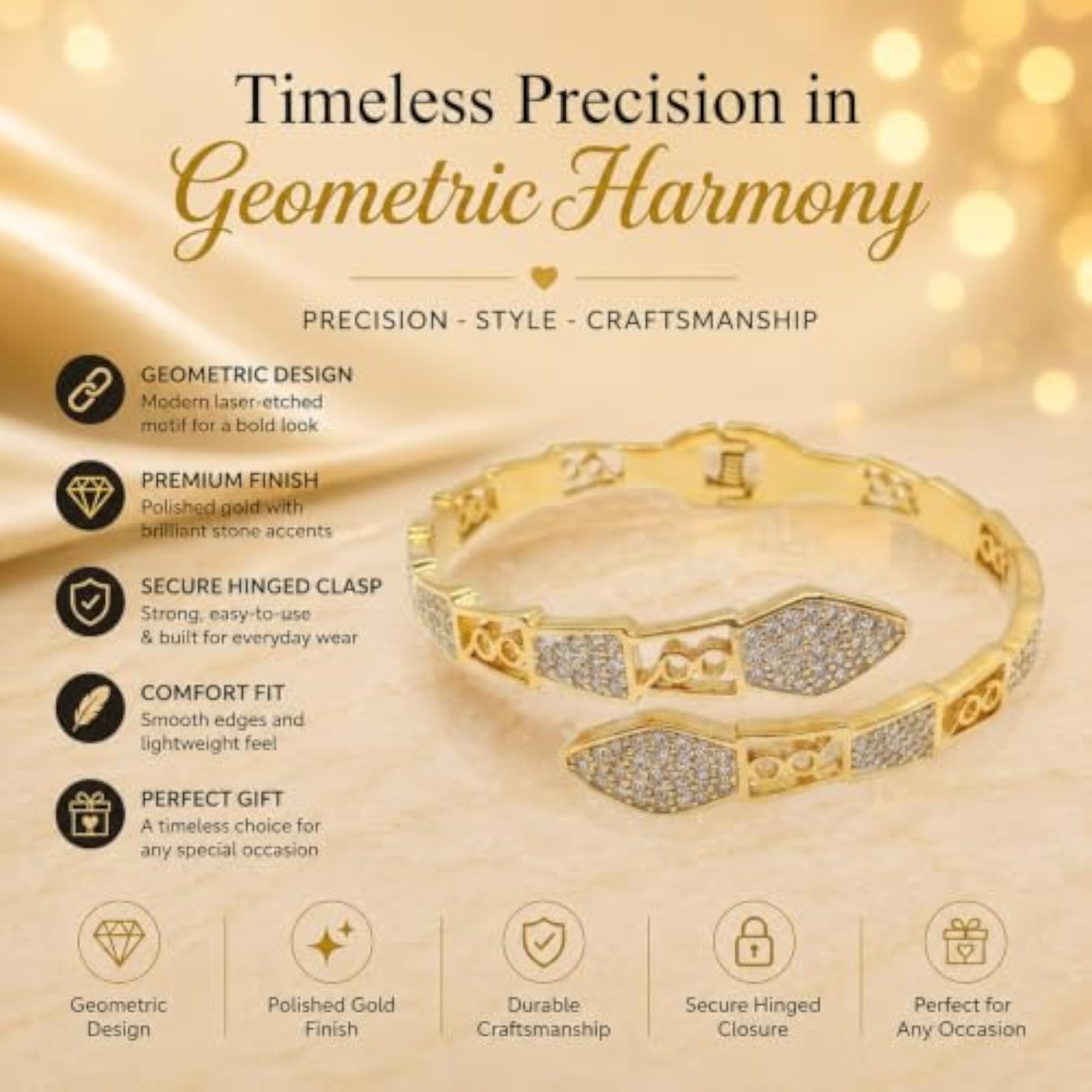 Women's Gold-Plated Stainless Steel Bracelet, Elegant Design