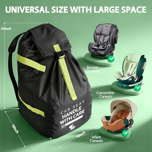 Image of Upgrade Car Seat Travel Bag for Airplane: Car Seat Bags with Shoulder Handle for Air Travel Fit All Car Seats, Infant Carriers & Booster Seats, Carseat Cover Fit Doona Graco, Travel Essentials