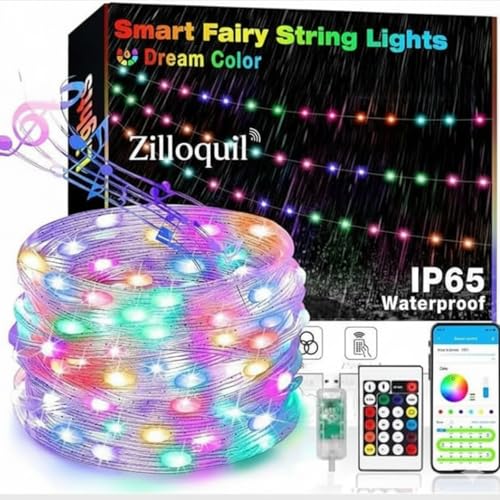 Image of Smart Fairy Lights with USB Powered, Remote, App, USB Control Music Sync Copper Wire 10M 100 LEDs for Perfect for Home Decoration Light, Diwali Navratri Festival, Room Decor (String Light)