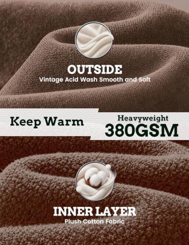 Image of FAIABLE Womens Oversized Acid Wash Hoodie Unisex Heavyweight Fleece Cotton Hoodies Vintage Washed Sweatshirt for Women
