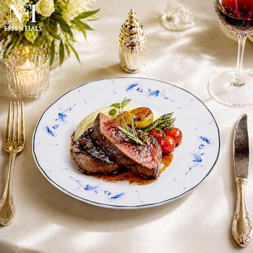 Image of NFI essentials 10 Inch Premium Ceramic Dinner Plate, Serving Plate for Main Course, Pasta, Rice, Salad & Meals, Dishwasher Safe Kitchen Dinner Plate