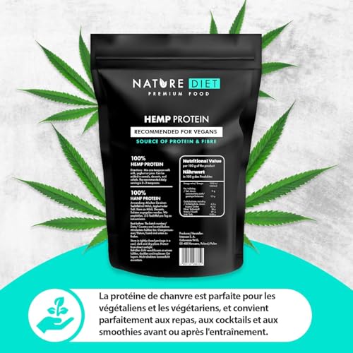 Nature Diet Protéine de Chanvre | 500 g | Protéine Végétale en Poudre | Riche en Fibres | Vegan, Sans Gluten & Sans Lactose | Idéale pour Smoothies, Shakes & Pâtisserie – Image 5