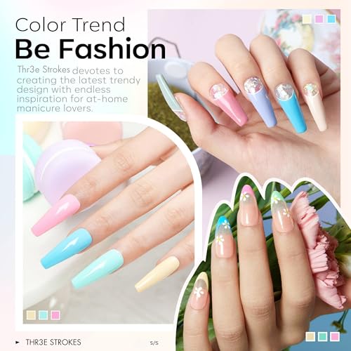 Image of THR3E STROKES Gel Nail Polish Set Gel Polish Orange Hot Pink Blue Yellow Green Purple Vibrant Spring Summer Gel Polish 7ML (UV /LED LIGHT REQUIRED) (VENICE PASTELS (VP22), 7.5ML)