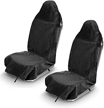 Waterproof Towel Car Seat Cover, Sweatproof Non-Slip Seat Protector, Universal Fit for Front Seat of Cars,SUVs,Vans,Trucks, Machine Washable (Black)