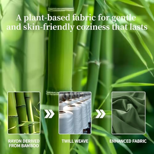 Shilucheng 100% Viscose Derived from Bamboo_ Sheets King Size 4pcs - Ultra Cooling & Silky Soft Bed Sheets, 16" Deep Pocket, Perfect for Hot Sleepers, Hotel Bedding Sheets (Olive)