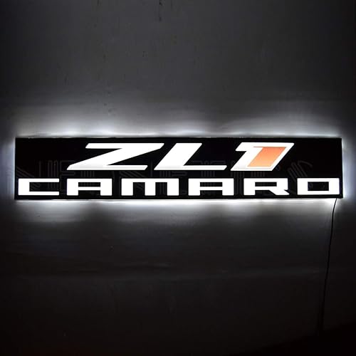Miniatura 2 de Chevy Camaro ZL1 - Letrero de pared LED ultra delgado, logotipo rojo, blanco y negro con luces LED blancas, mide 36 x 7 pulgadas por 3/8 pulgadas de