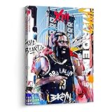 B.B.F MAKE Basketball Sports Canvas Wall Art James Harden Framed Poster Wall Decor Graffiti Print For Kids Teen Gift Inspirational NBA Star Pictures for Living Room Bedroom Home Decoration, 8x10in